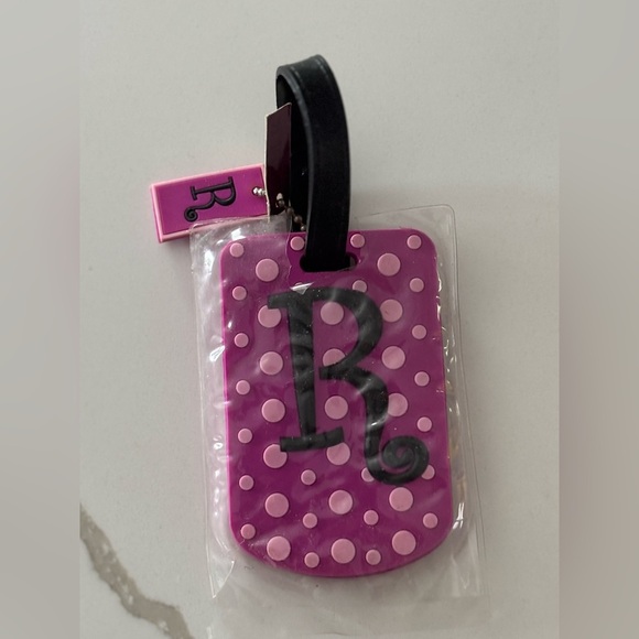 Stanley Accessories - Initial R Pink Polka Dot Luggage Tag